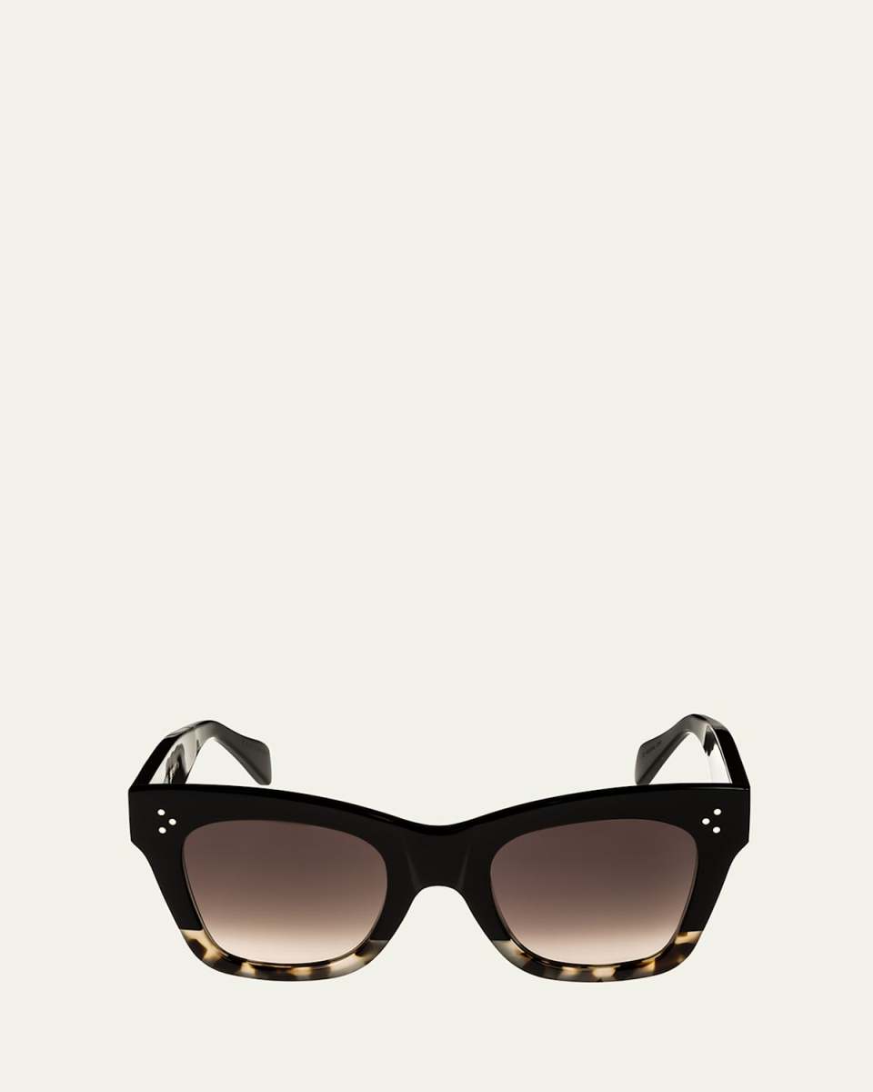 Two-Tone Gradient Cat-Eye Sunglasses, Black